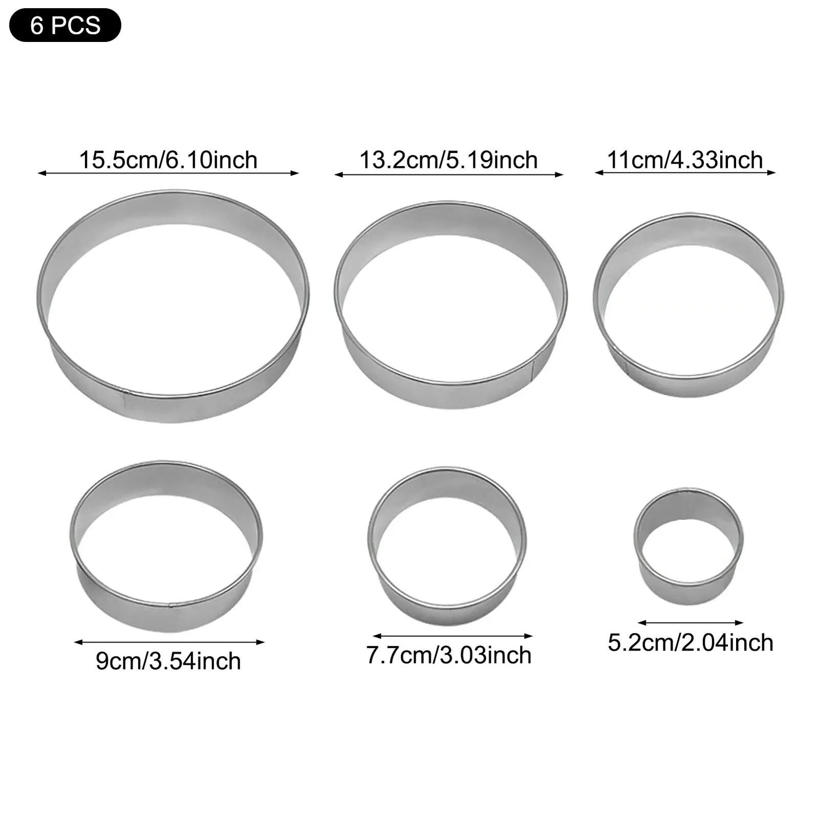Emporte-pièces en Acier Inoxydable - Set de 6 Ronds pour Pâtisserie emportepieces