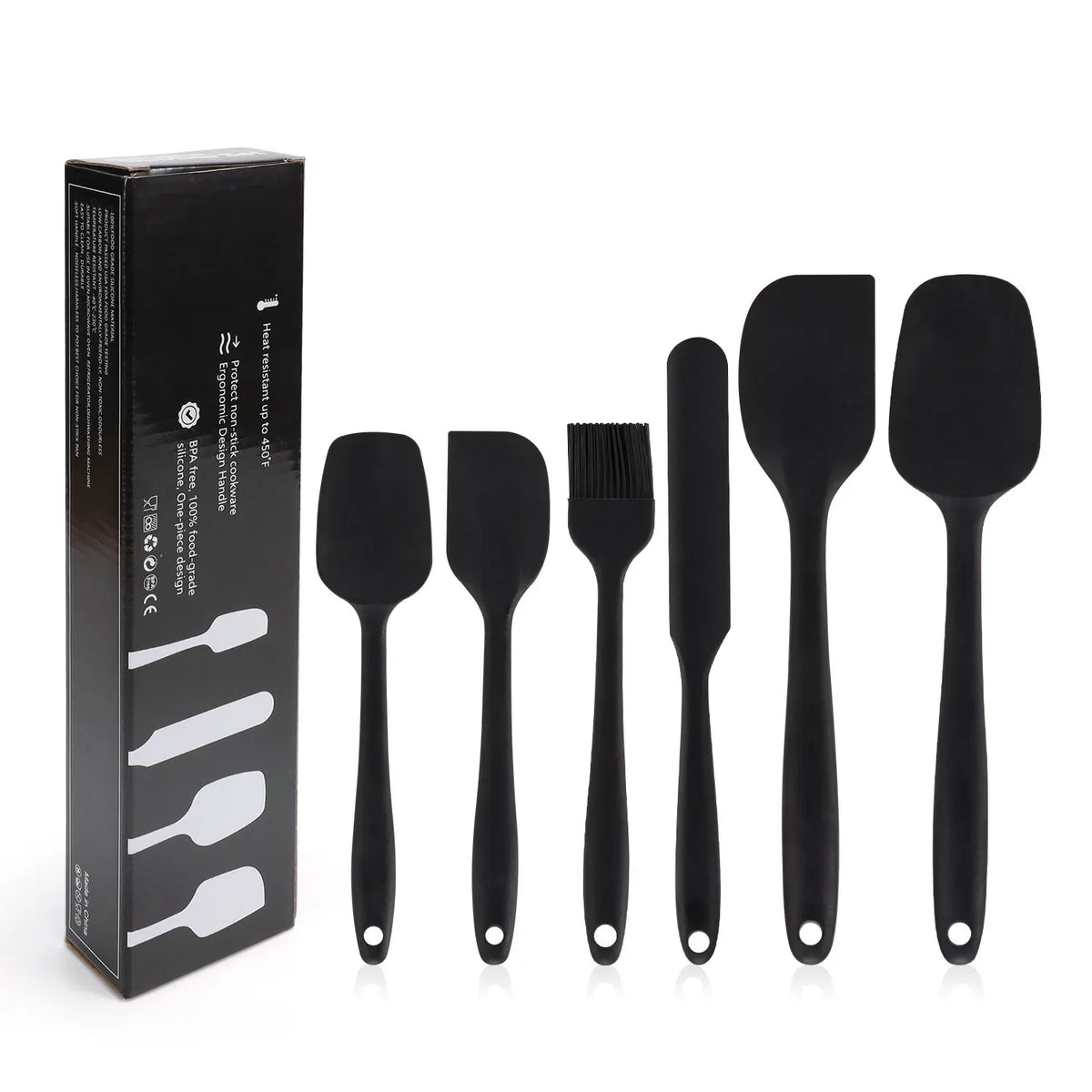 Set Ustensiles Silicone 6 pièces pour Pâtisserie | Résistants à la Chaleur spatule en silicone