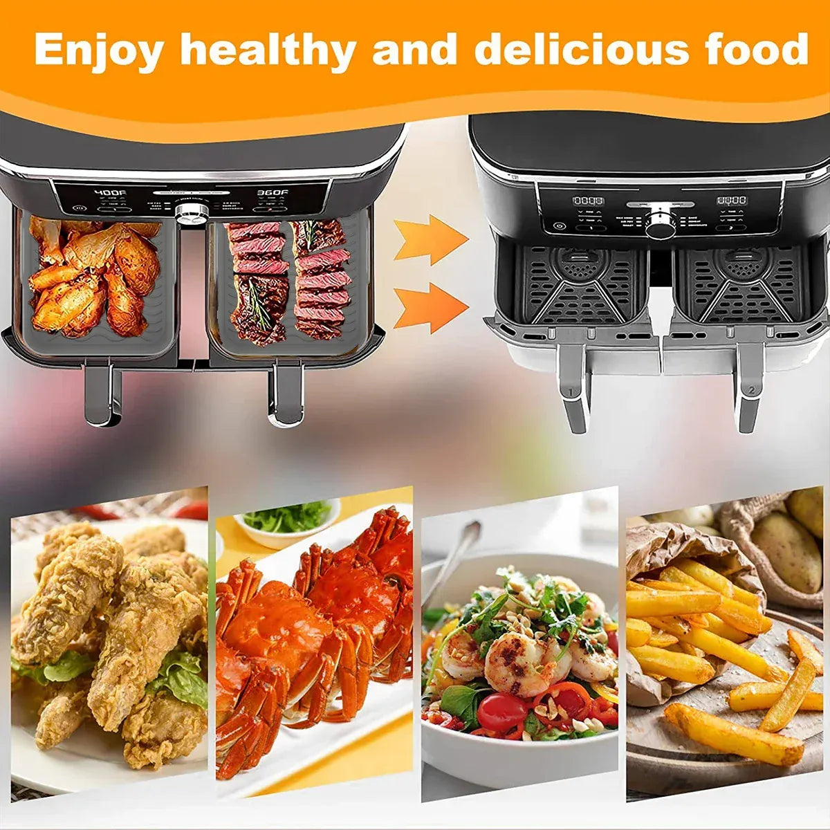 Moules Silicone Réutilisables Air Fryer - Lot de 2 Rectangulaires Air Fryer