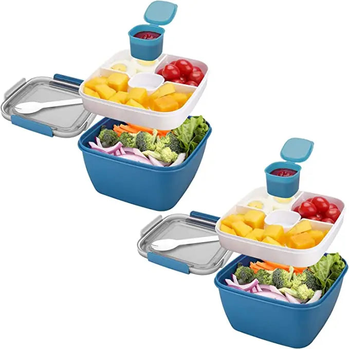 Bento à 2 Étages avec Compartiments Hermétiques - 1000 à 1500ml Bento