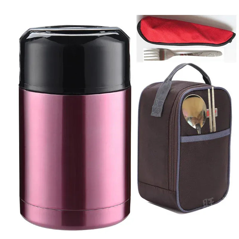 Thermos Alimentaire Inox — Isotherme 24h avec Pochette et Couverts lunchbox