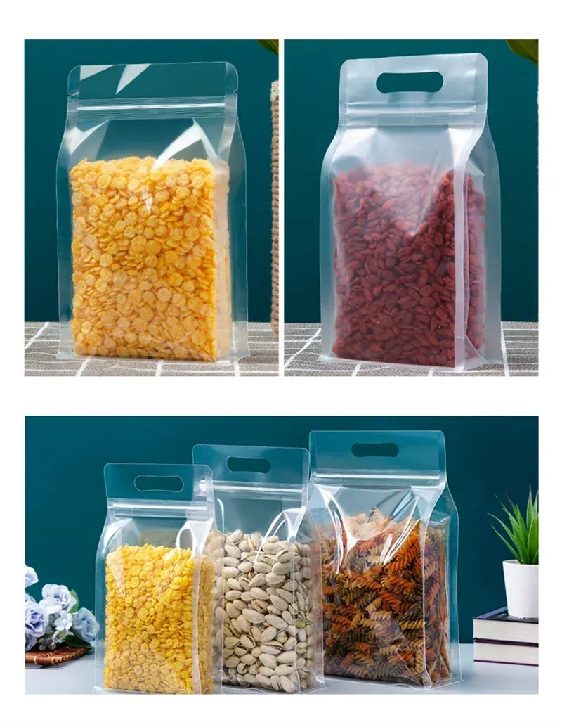 Sachets Zip Alimentaires Transparent Lot de 50 Pièces avec Poignée