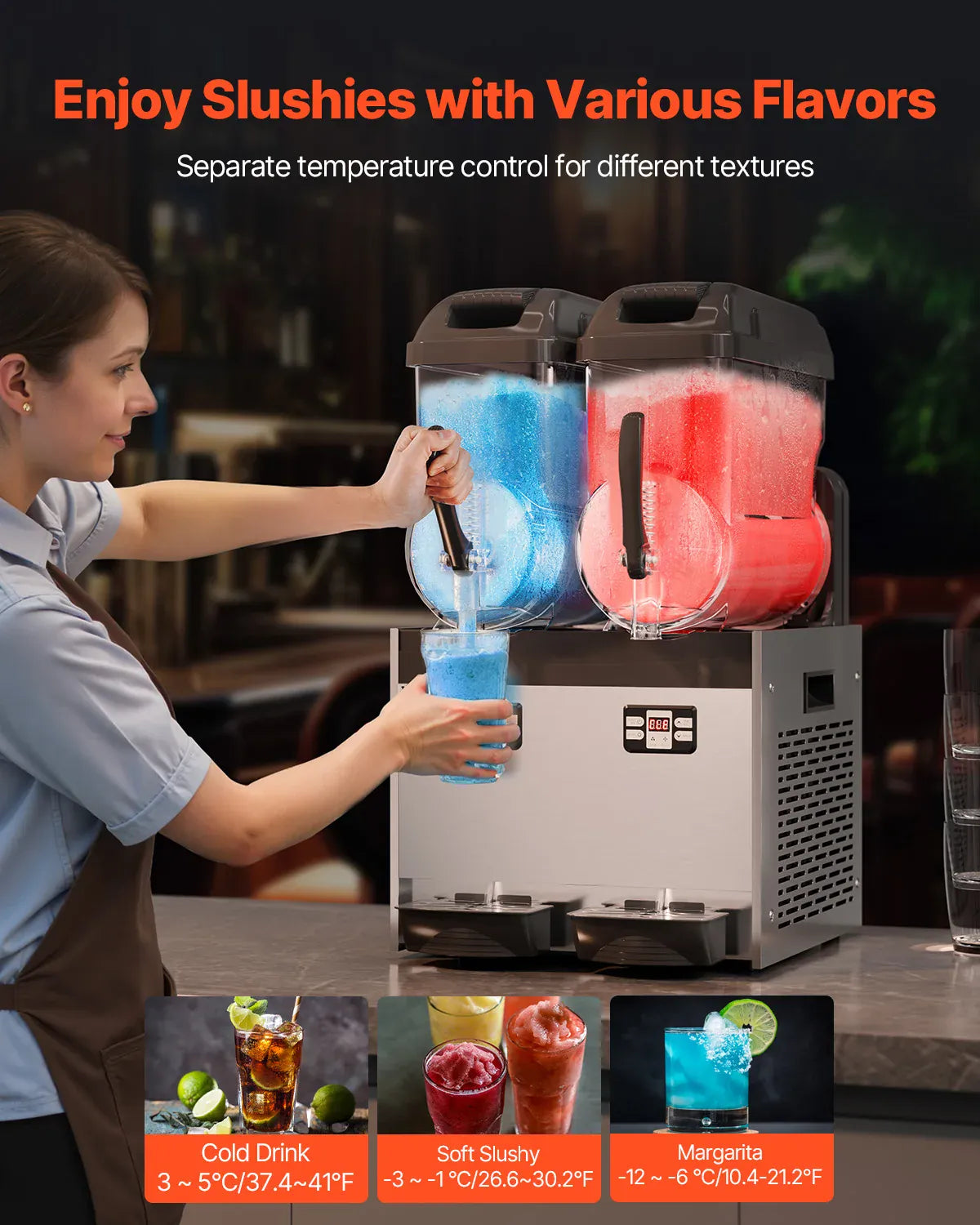 Machine à Granita Professionnelle 2×12 L — Double Cuve, 96 Boissons machine a granita