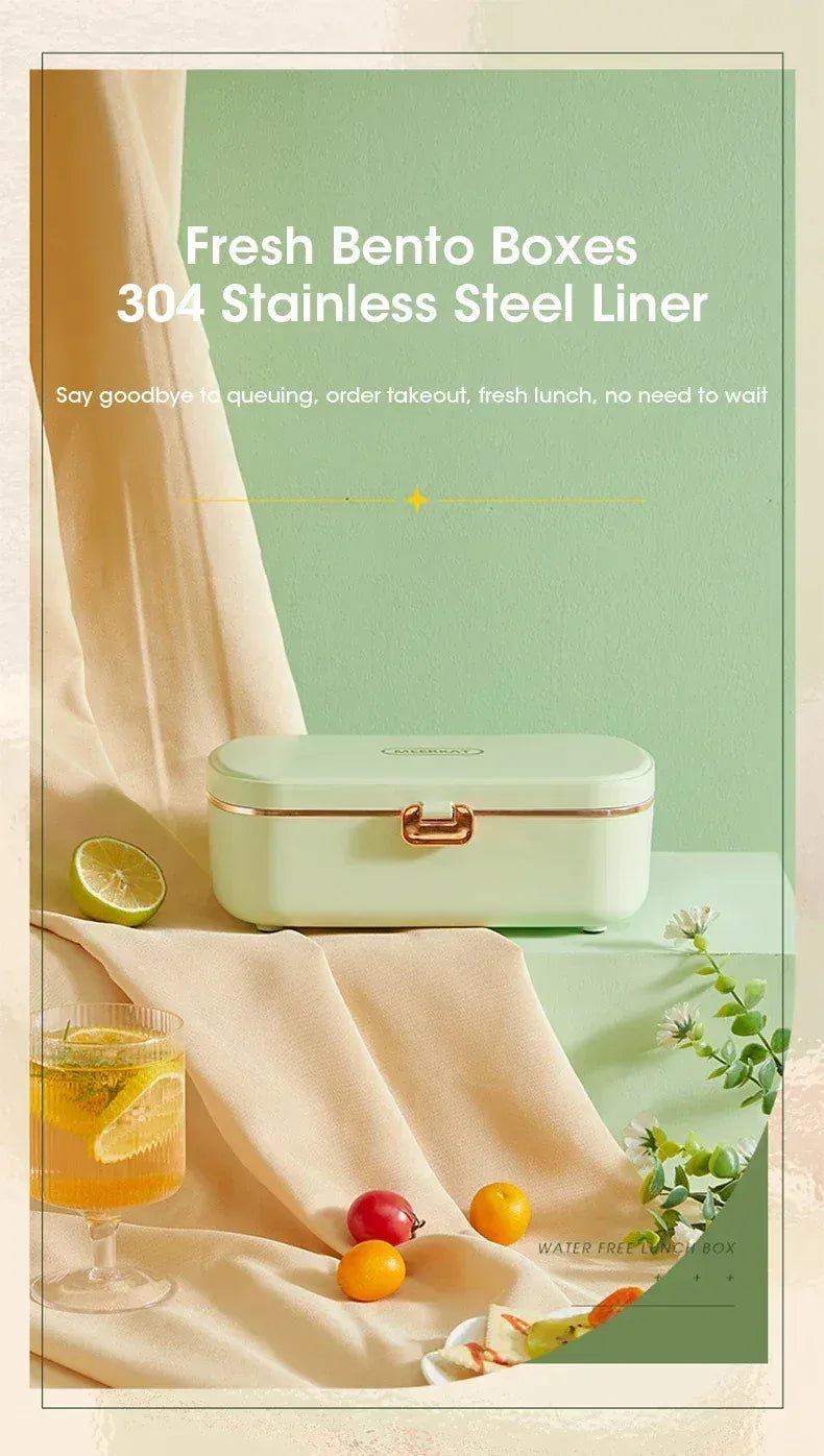 Lunch Box Chauffante Inox 304 Sans Eau 900 ml — Chauffage Sec 36 W - VERTE lunchboxchauf