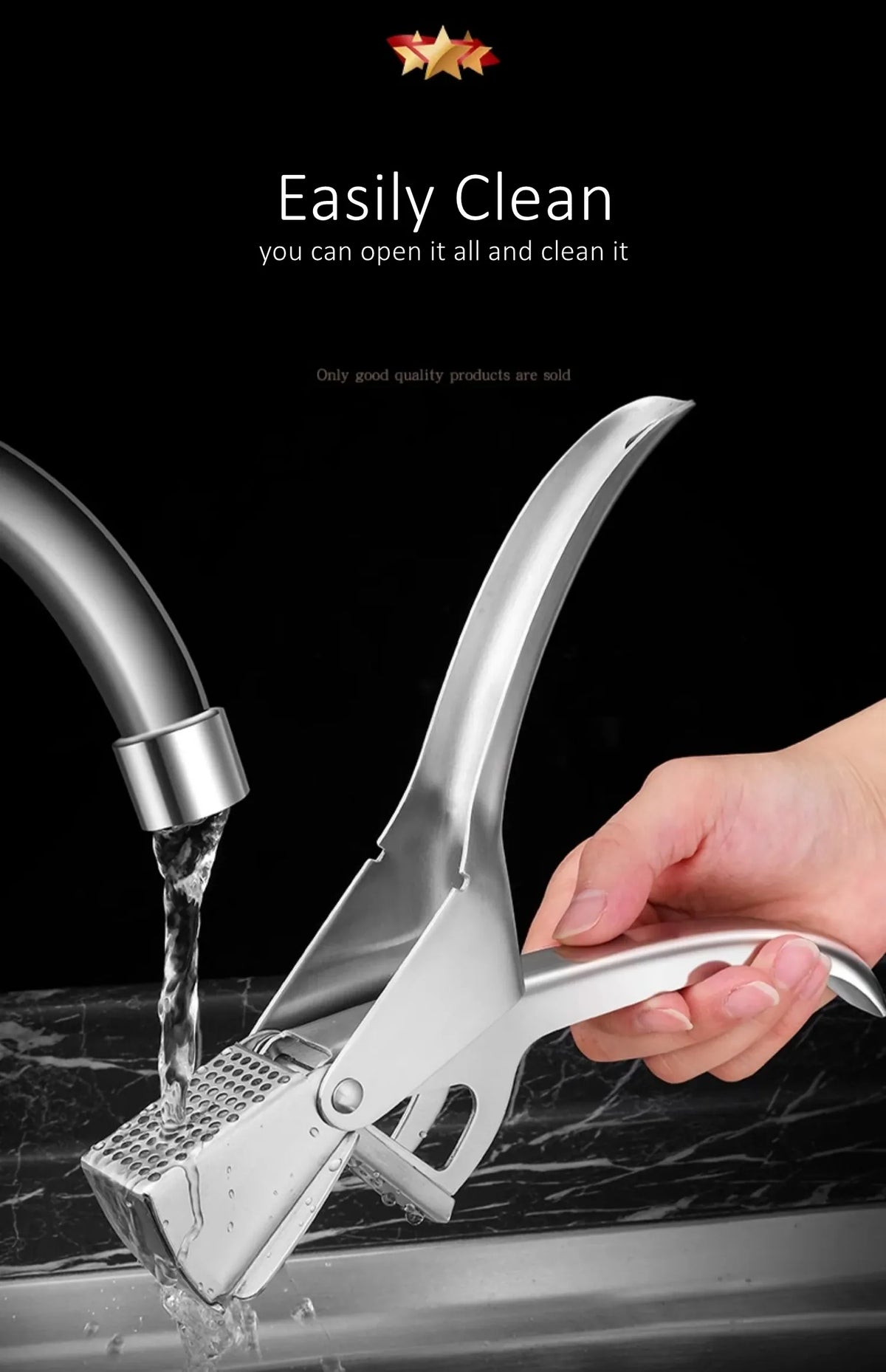 Presse-Ail Manuel Inox 304 Certifié LFGB — Double Levier, Sans Épluchage presseail