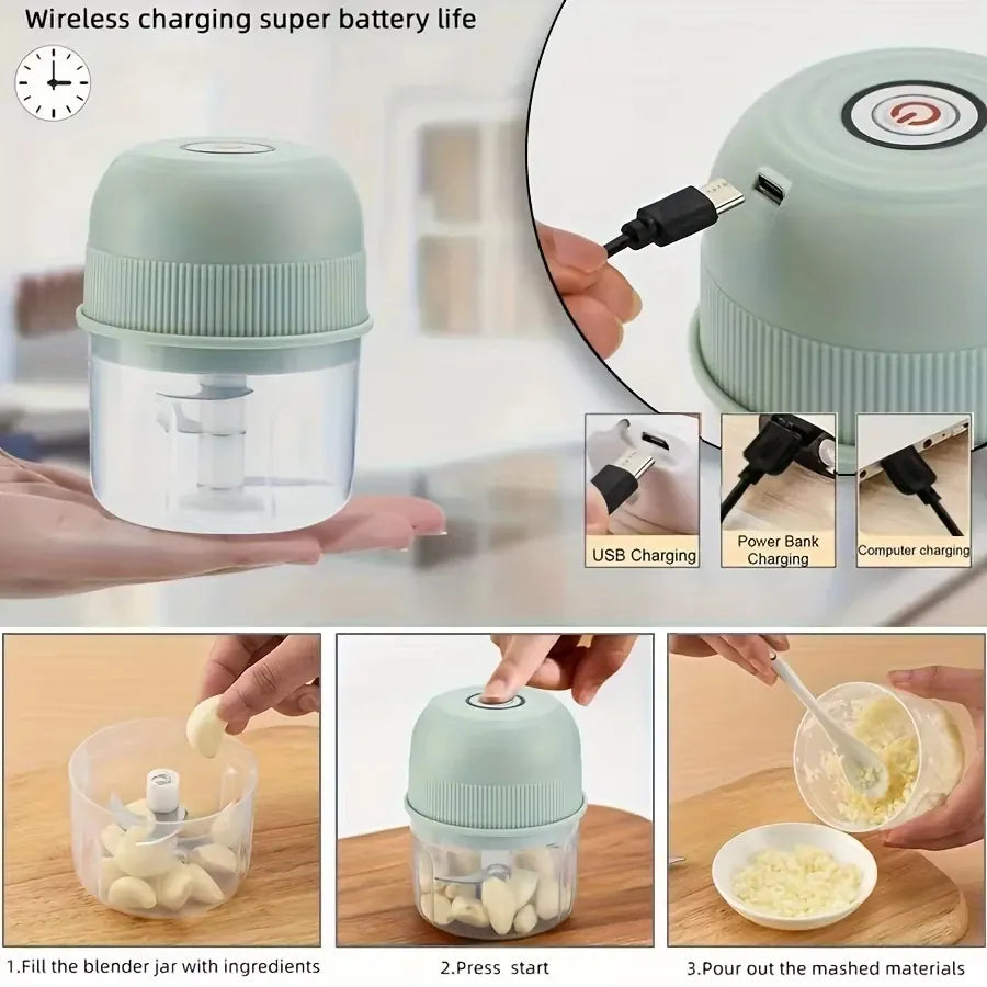 Mini Hachoir Électrique Sans Fil 260 ml — Ail, Légumes, Viande mini hachoir