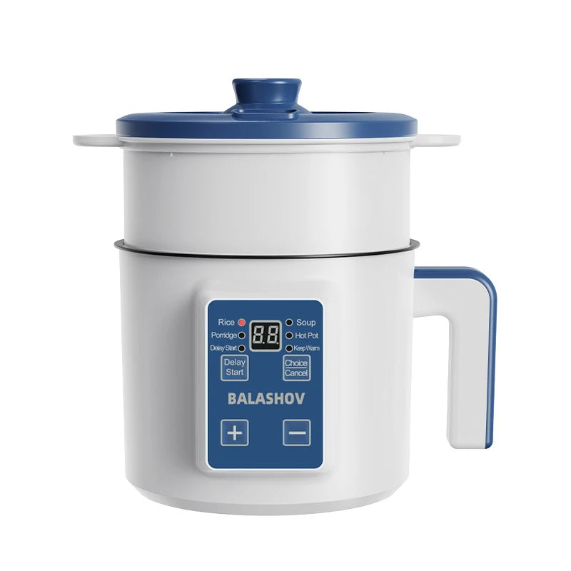 Cuiseur à riz 1,7 L double étage, couvercle bleu