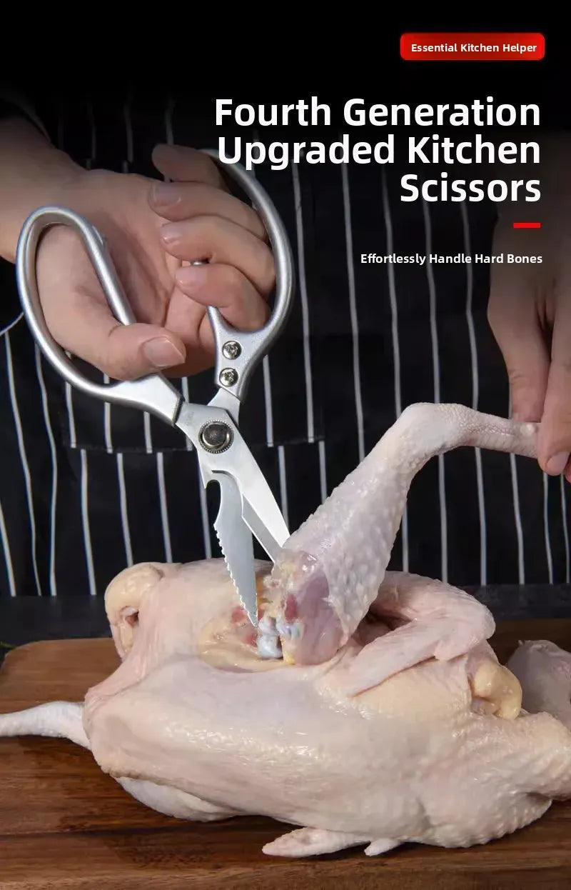 Ciseaux de cuisine inox multifonctionnels pour viande et os ciseaux