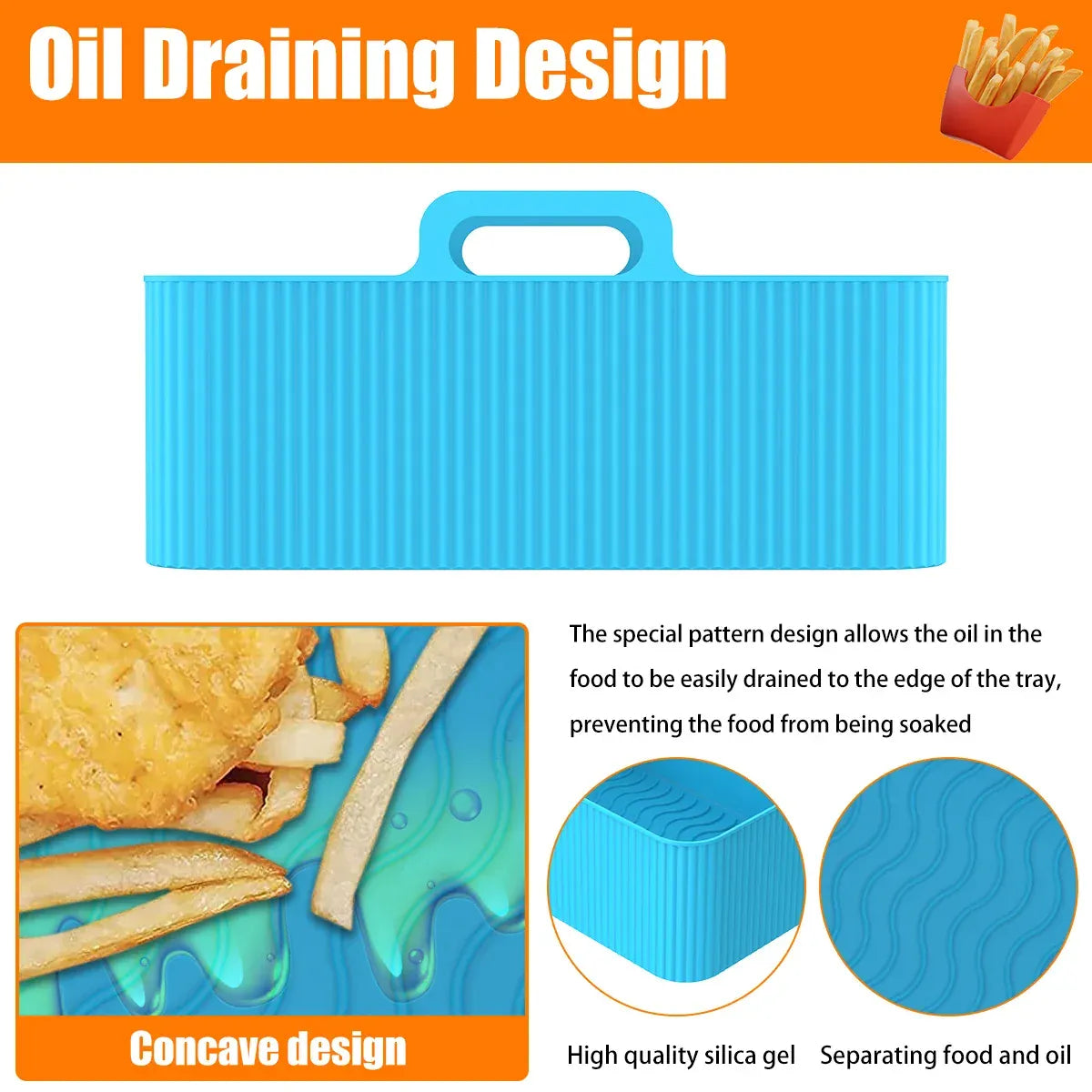 Moules Silicone Réutilisables Air Fryer - Lot de 2 Rectangulaires Air Fryer
