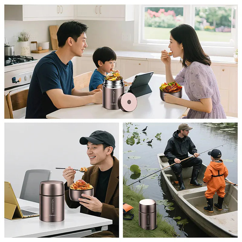 Thermos Alimentaire Isotherme Inox 316 - 16 h Chaud, 18 h Froid - 600 à 1200 ml lunchbox