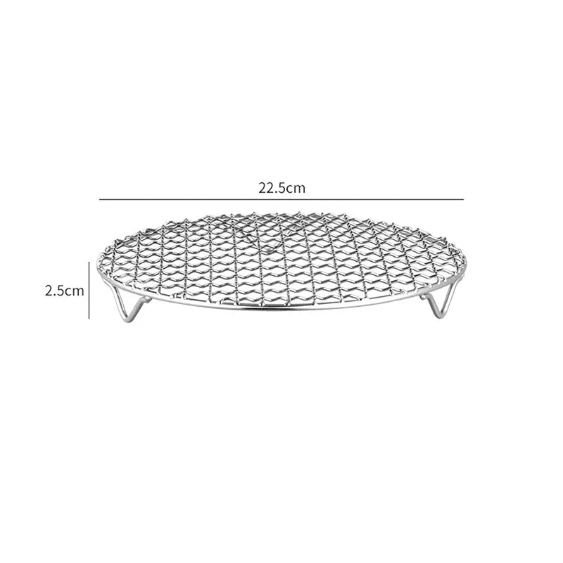 Grille Inox Air Fryer Rond Empilable - Rack de Cuisson Anti-corrosion Air Fryer