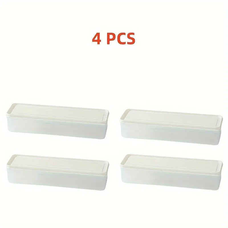 Organiseur Frigo Rectangulaire 4 Pièces en Plastique Transparent