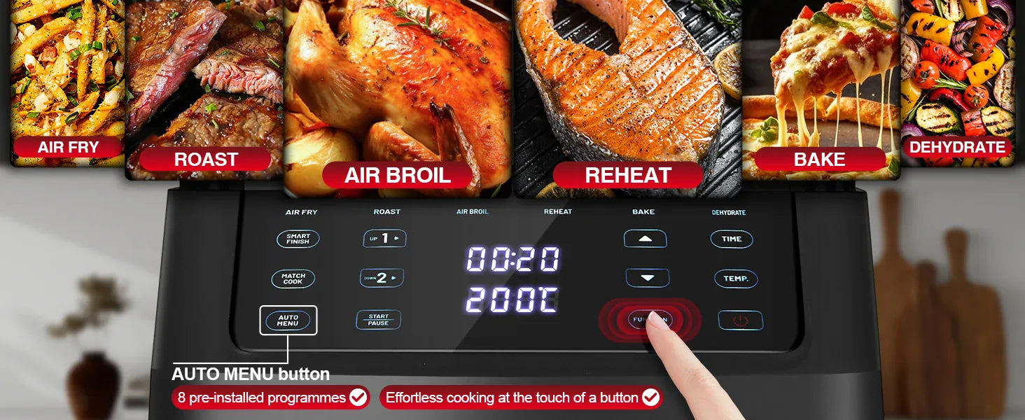 Friteuse Sans Huile Double Panier 11L 2500W 6 en 1 Écran Tactile airfryers