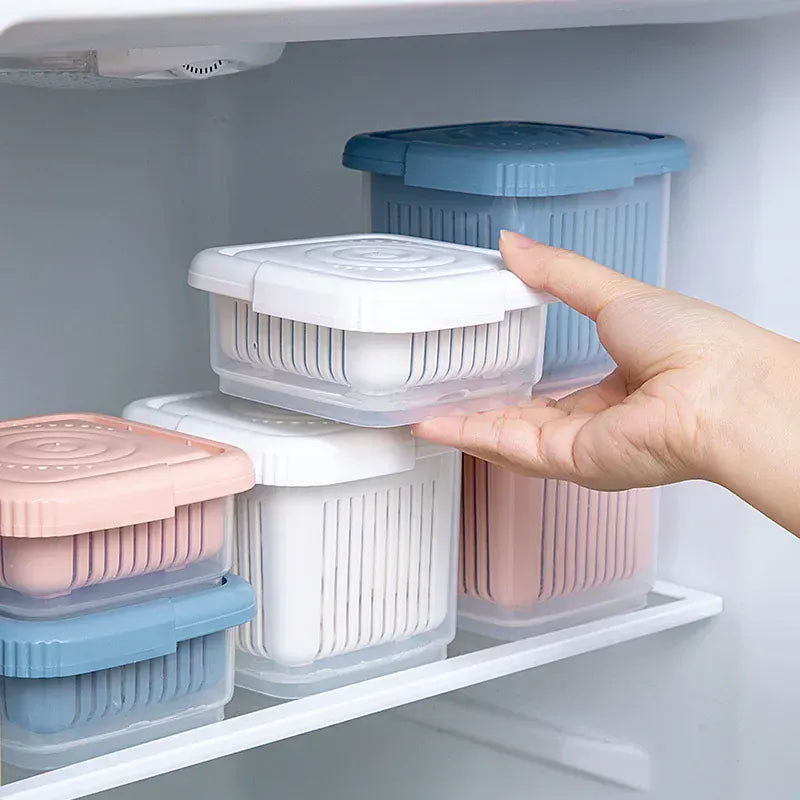 Bac de Rangement Frigo 2 Étages | Conteneurs Hermétiques pour Légumes