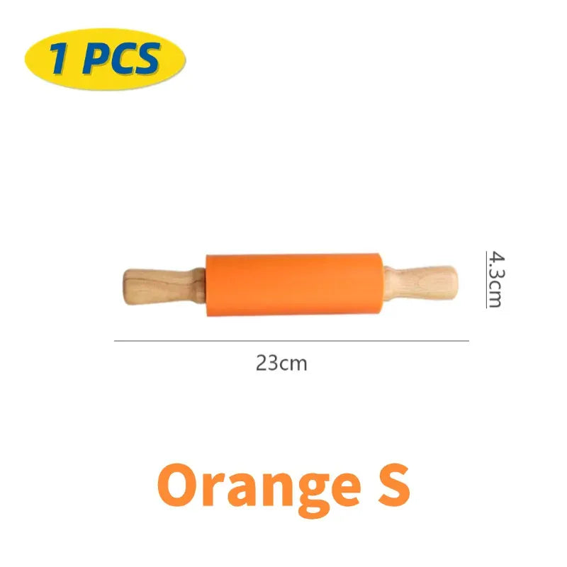 Rouleau à pâtisserie en silicone non-adhérent avec poignées en bois - Set de 14 pièces rouleaupatisserie