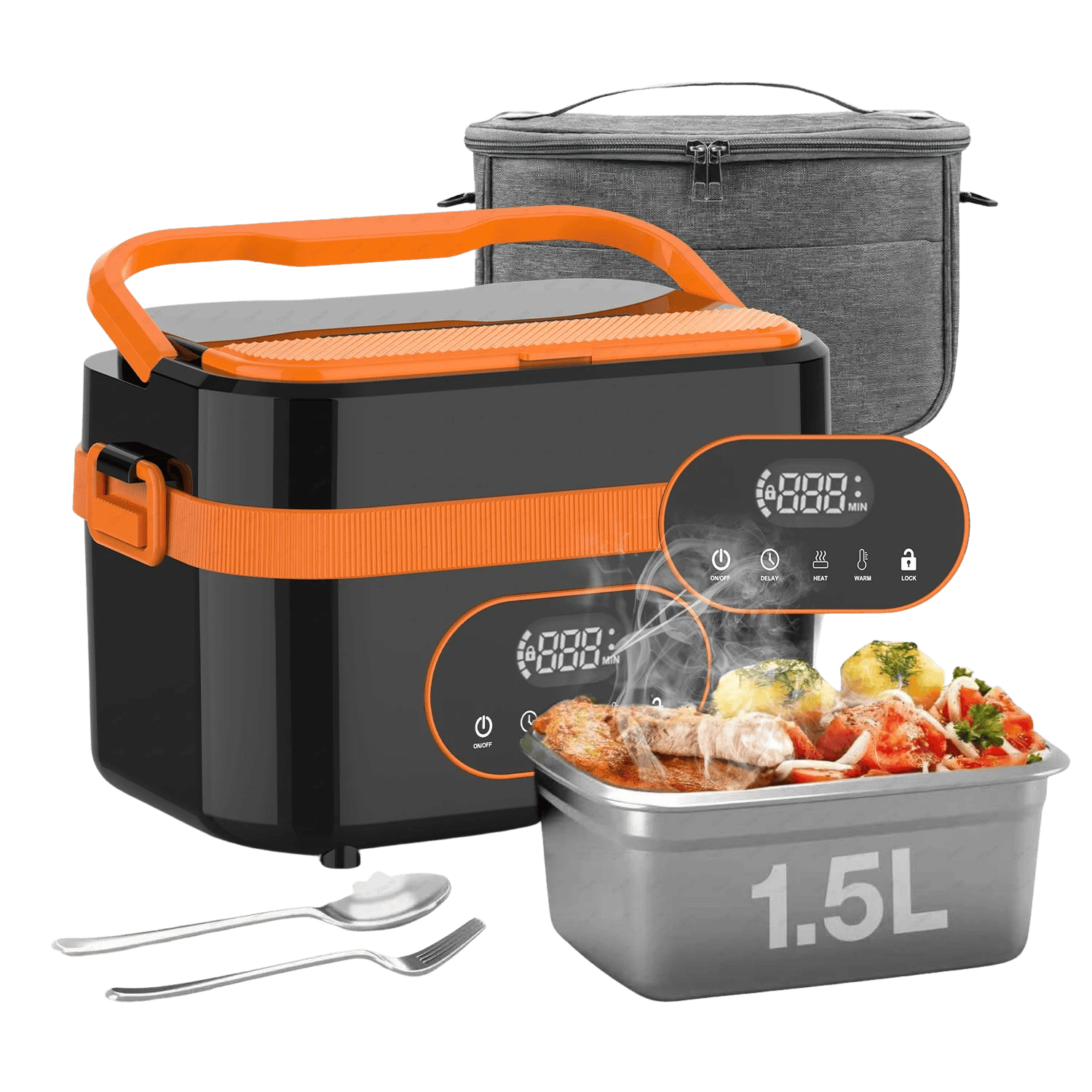 LunchBox Chauffante Sans Fil 60 W — Batterie 18 000 mAh, Cuve Inox 304, Timer 8h lunchboxchauf