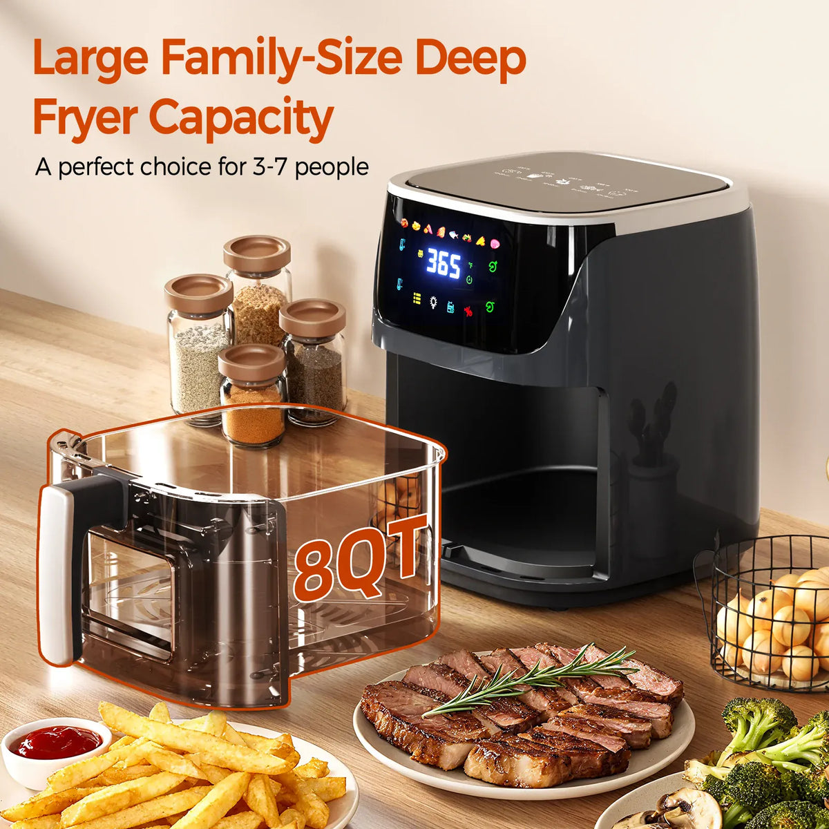 Friteuse Sans Huile 7L 200°C Écran Tactile 8 Programmes airfryers