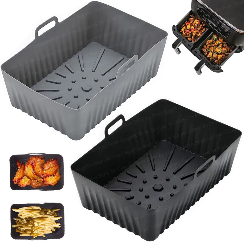 Moule Silicone Réutilisable pour Friteuse Rectangulaire - Lot de 2 Air Fryer