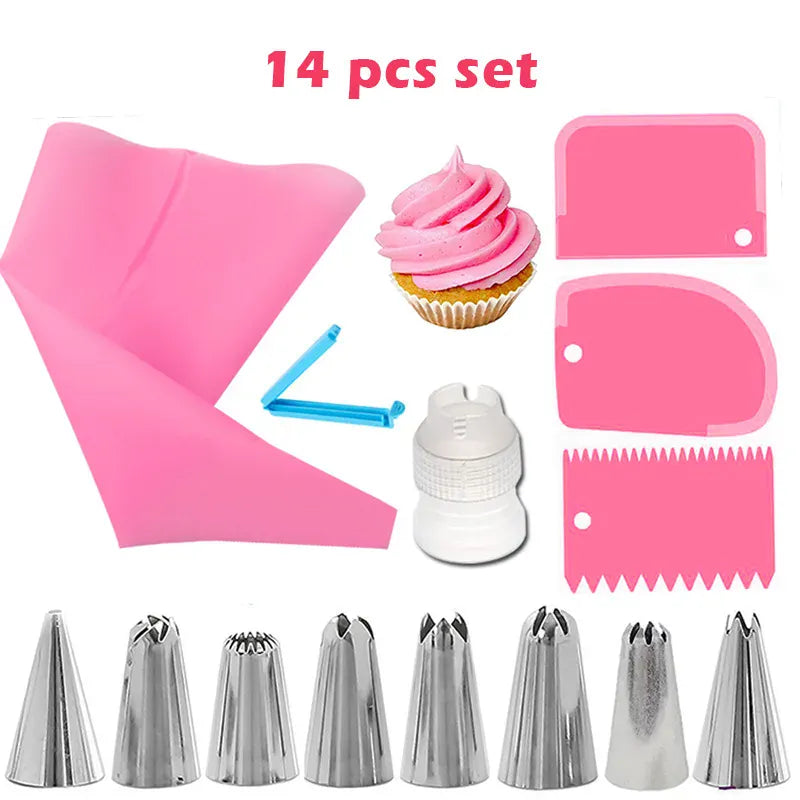 Kit de Décoration de Gâteaux 14 pièces - Douilles et Poches en Silicone douillepoche