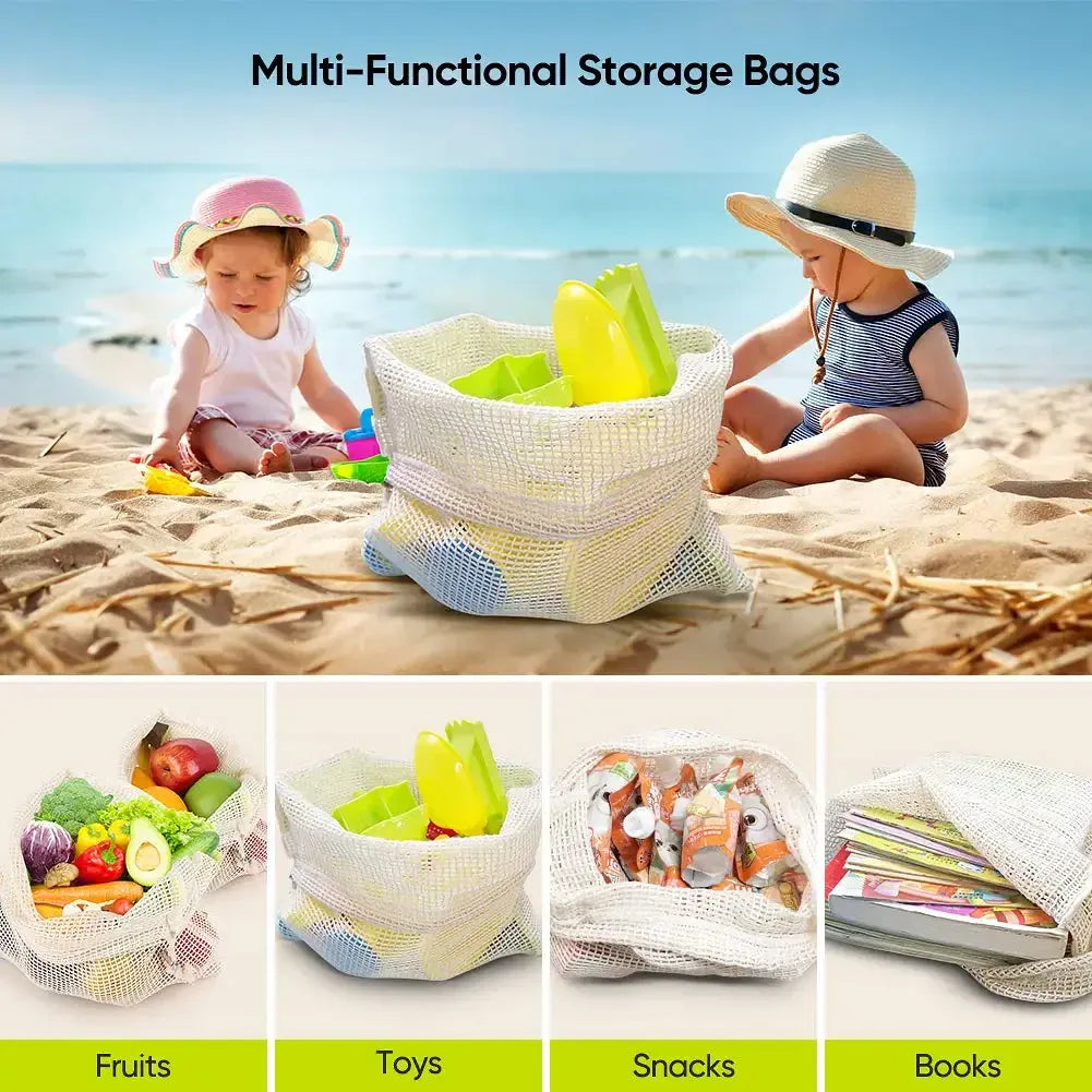 Sacs Filet en Coton Bio - Réutilisables et Écologiques - Lot de 5