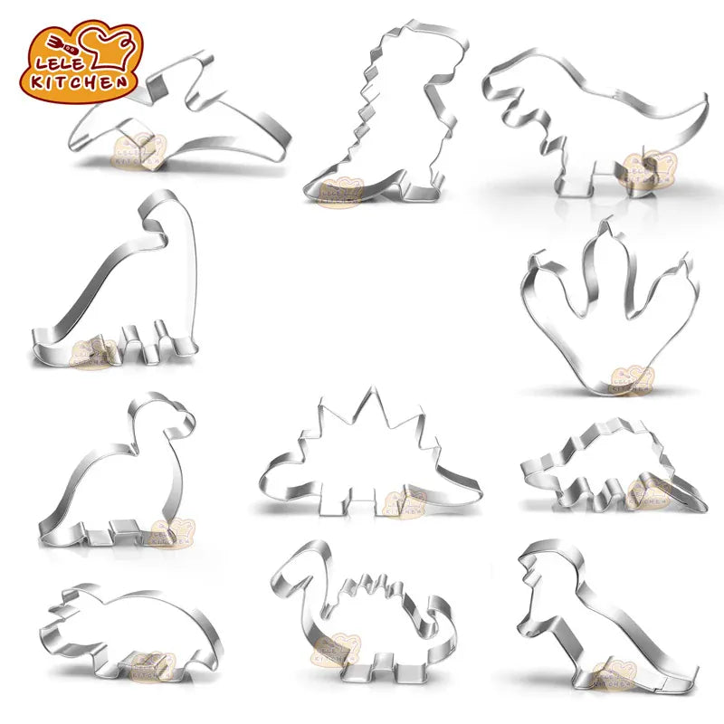 Emporte-pièces dinosaures en acier inoxydable - 10 pièces pour pâtisserie emportepieces