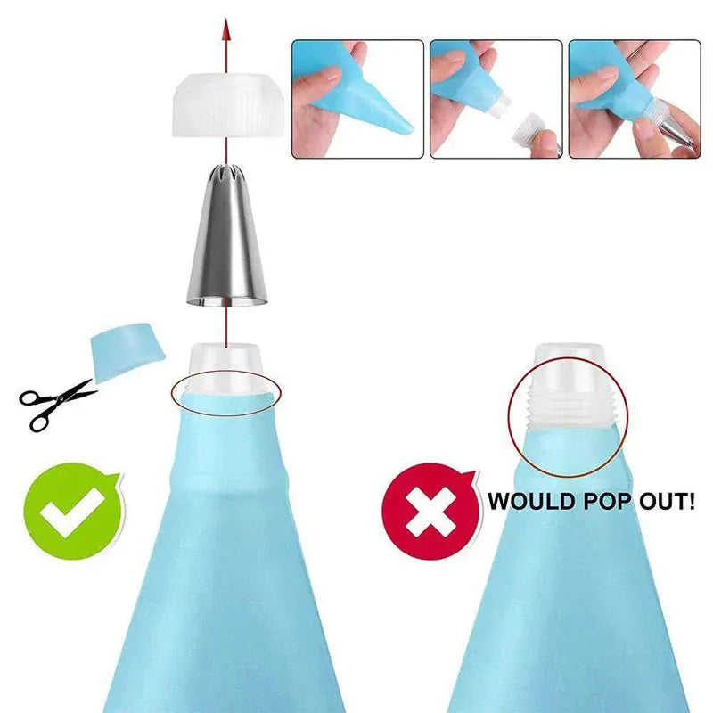 Poche à douille en silicone avec 7 embouts pour décoration de gâteaux douillepoche