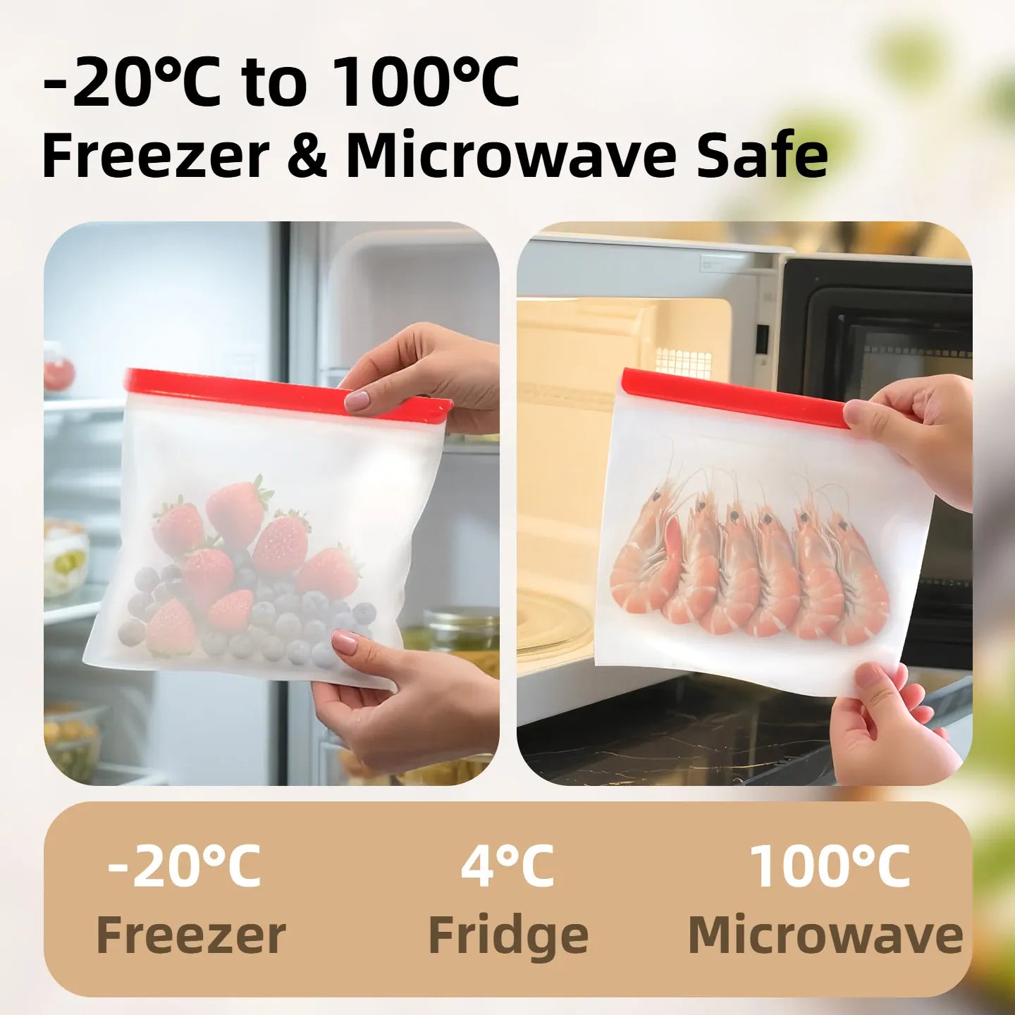 Sachets Silicone Réutilisables Hermétiques - Lot de 2 Pièces