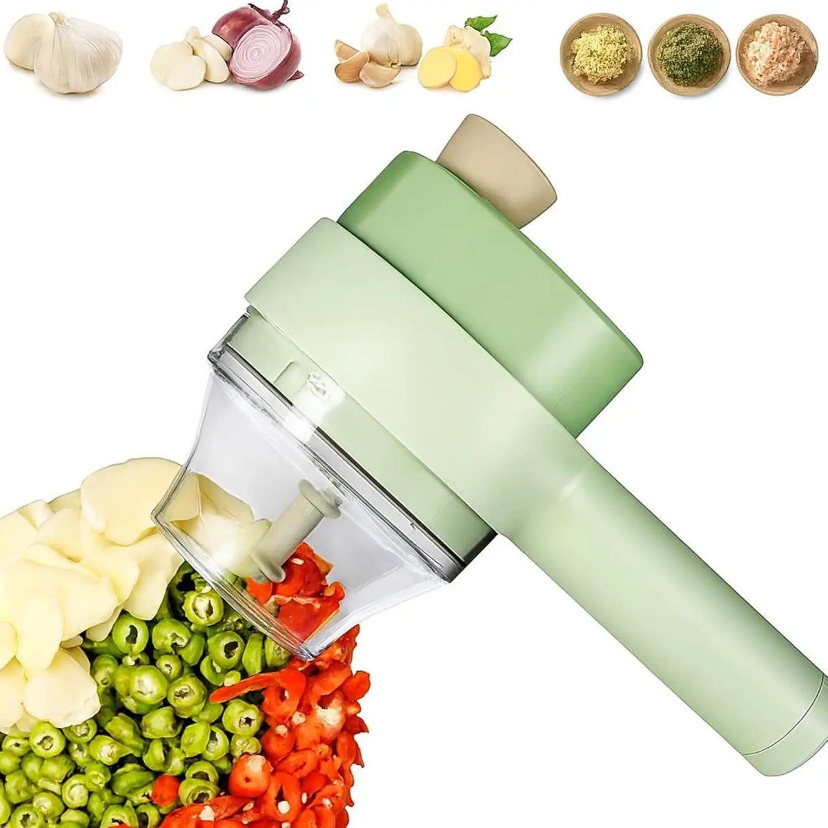 Mini Hachoir Électrique Sans Fil 4-en-1 — Ail, Légumes, Viande — Rechargeable USB mini hachoir