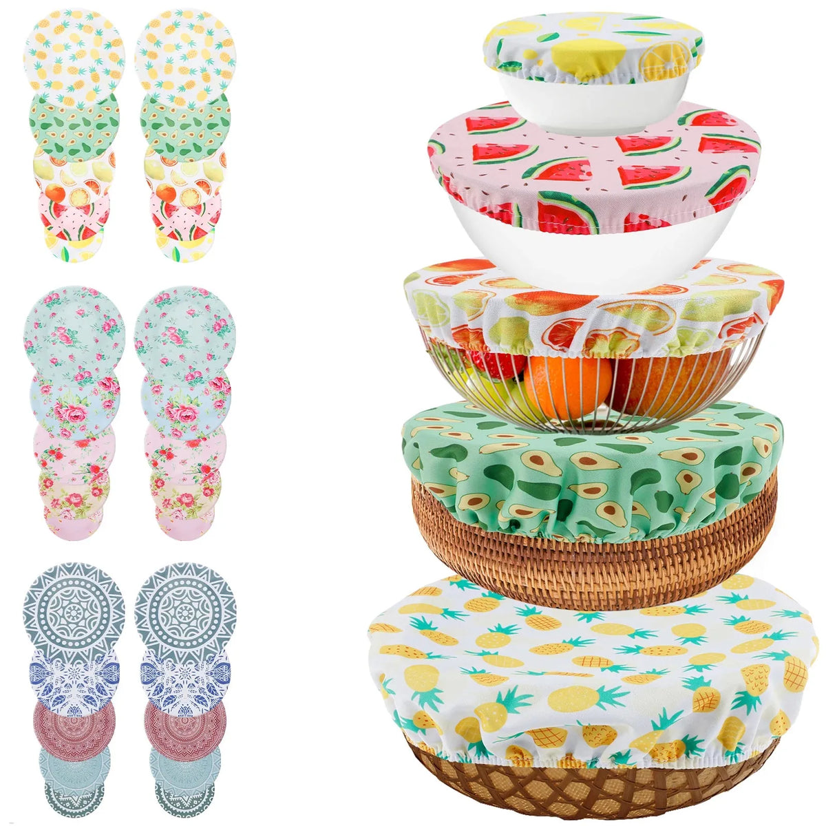 Couvercles Réutilisables Élastiques | Lot de 10 | Motifs Colorés far