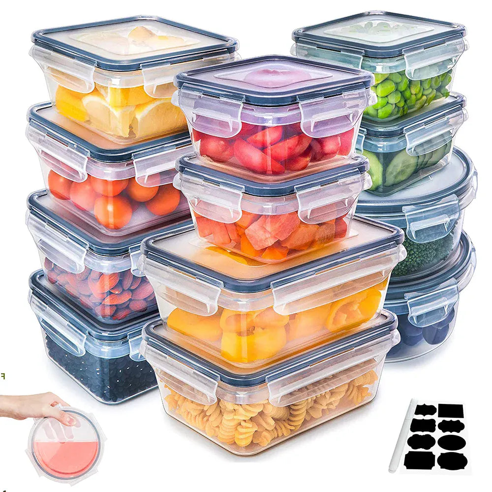 Lot de 12 Boîtes Hermétiques Transparentes avec Couvercle 800ml