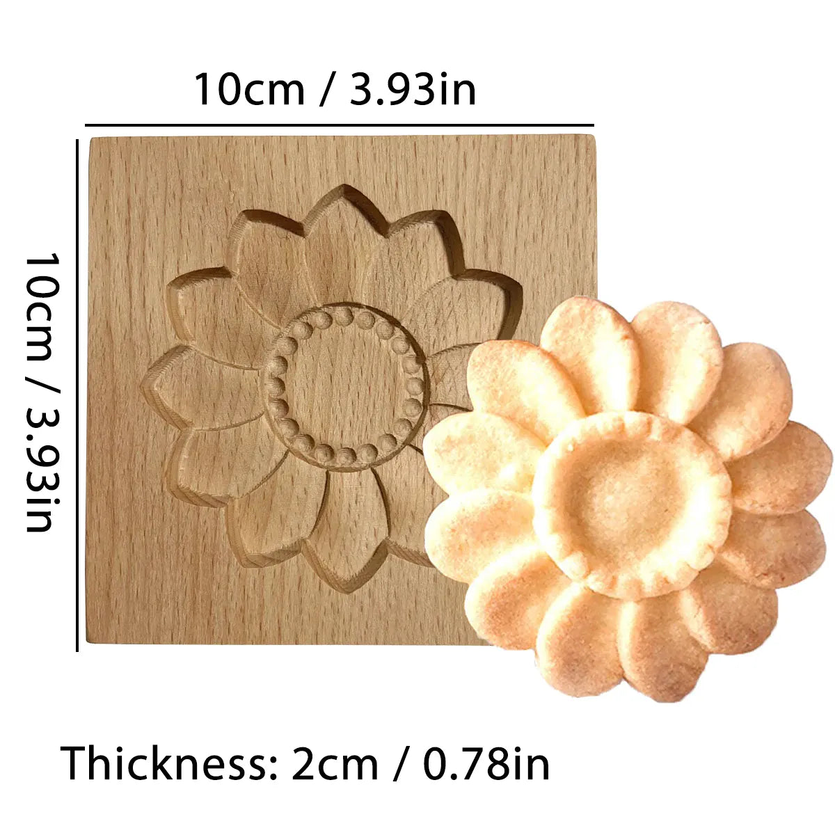 Emporte-pièce en bois floral 3D pour biscuits et gâteaux - 1 pièce emportepieces