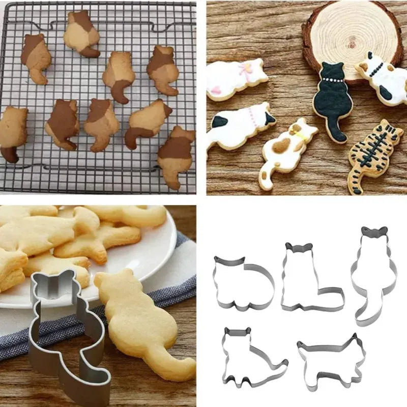 Emporte-pièces en inox 5 pièces - Formes de chats pour pâtisserie emportepieces