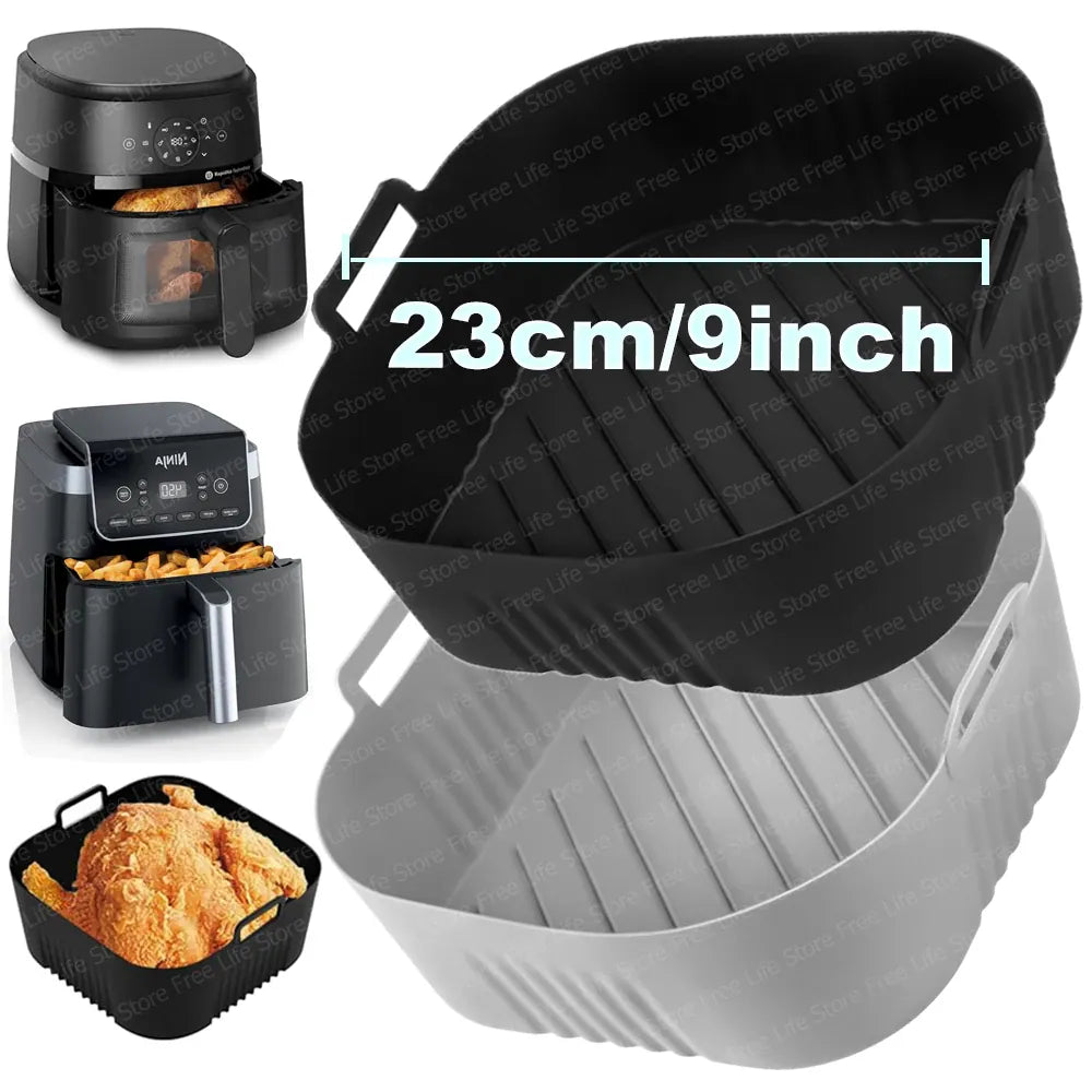 Moule Silicone Air Fryer Réutilisable Rond 23 cm pour Friture Air Fryer