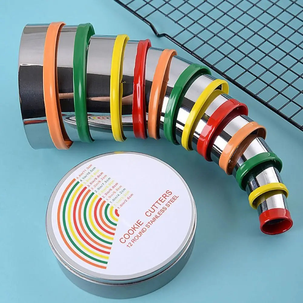 Emporte-pièces ronds en inox colorés - Set de 12 pour biscuits emportepieces
