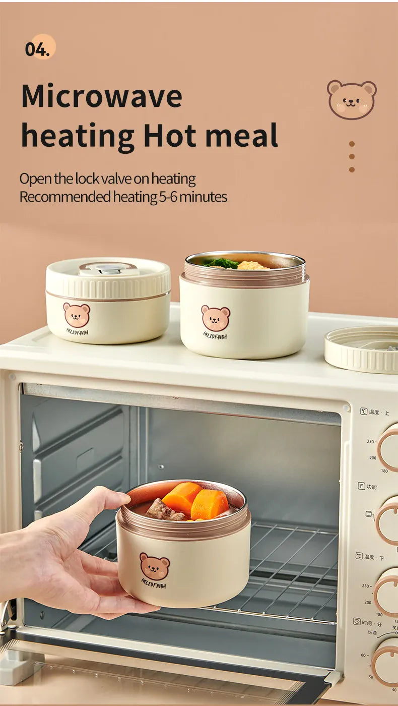 Ensemble de 4 Lunchbox cylindriques isothermes pour enfants (2 litres) Lunchbox