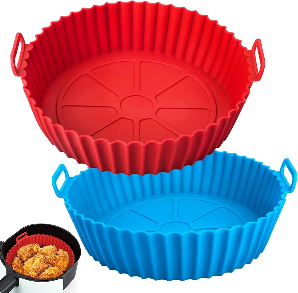 Moule Silicone Réutilisable Air Fryer Rond - Lot de 2 Pièces Air Fryer