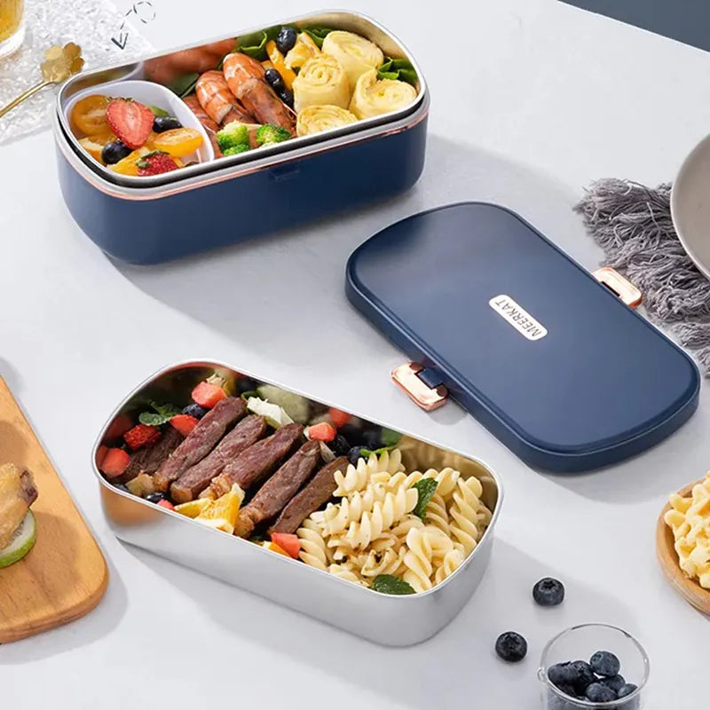 Lunch Box Chauffante Inox 304 Sans Eau 900 ml — Chauffage Sec 36 W - VERTE lunchboxchauf