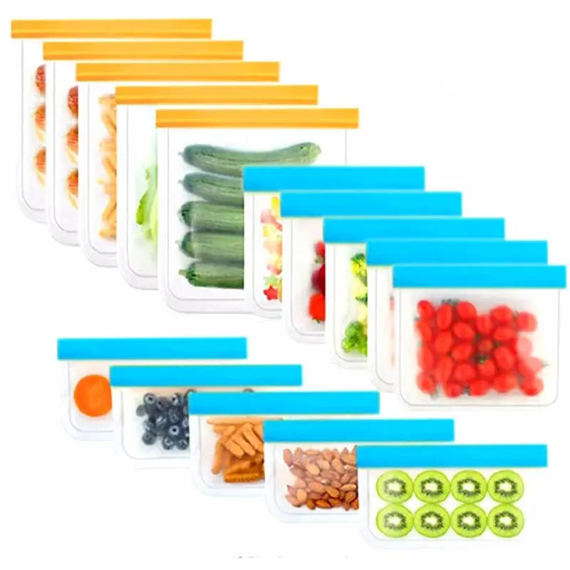 Sachets Zip Alimentaires Réutilisables - Lot de 12 pièces Hermétiques
