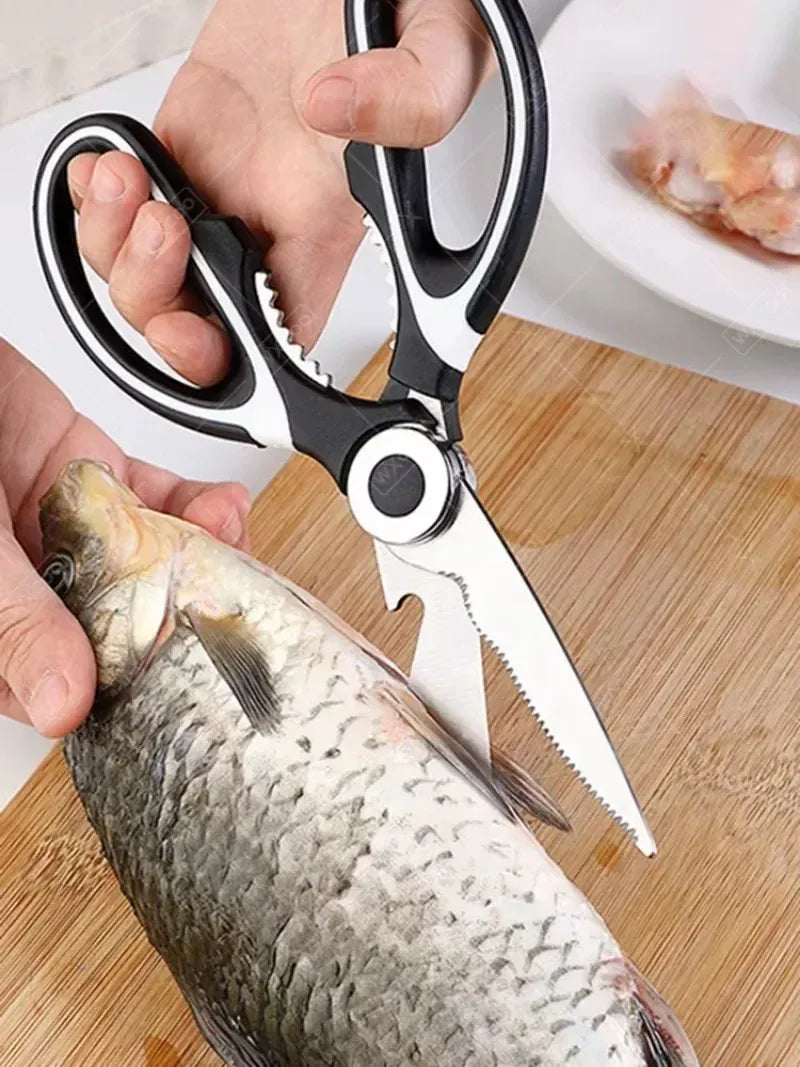 Ciseaux de cuisine multifonctions en inox pour découpe de viandes ciseaux