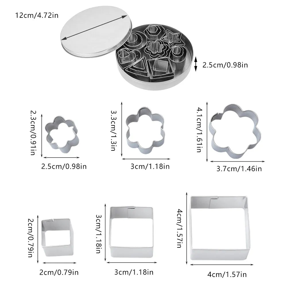 Ensemble de 24 Emporte-pièces en Acier Inoxydable - Formes Géométriques emportepieces