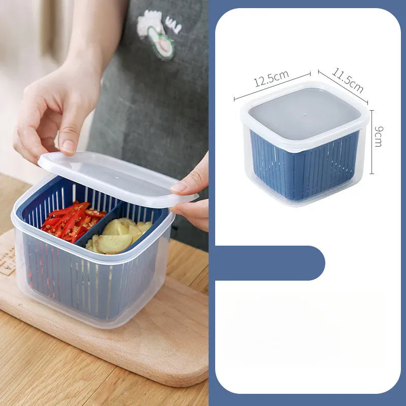 Bac de Conservation Fruits et Légumes avec Grille Égouttoir 1L