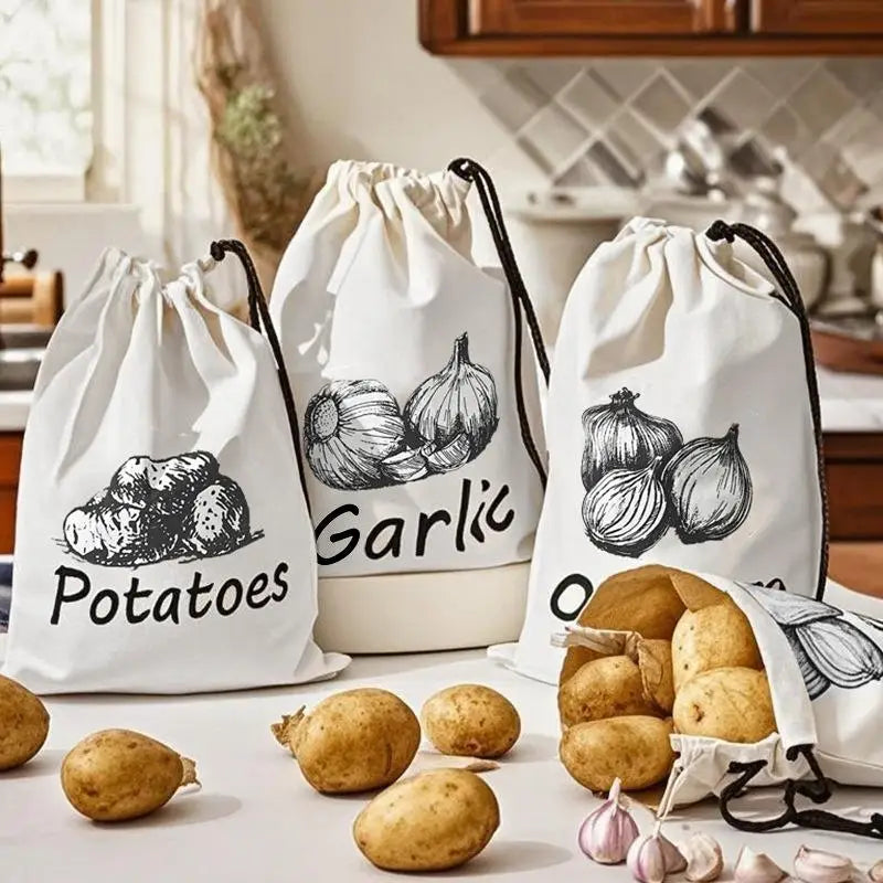 Sacs de conservation pommes de terre et oignons, lot de 2 réutilisables