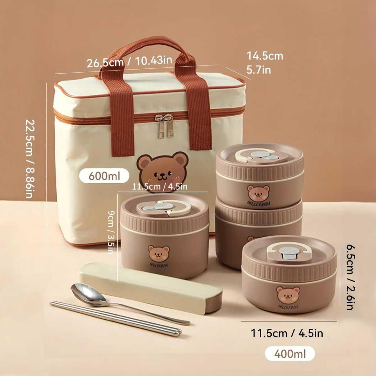 Ensemble de 4 Lunchbox cylindriques isothermes pour enfants (2 litres) Lunchbox