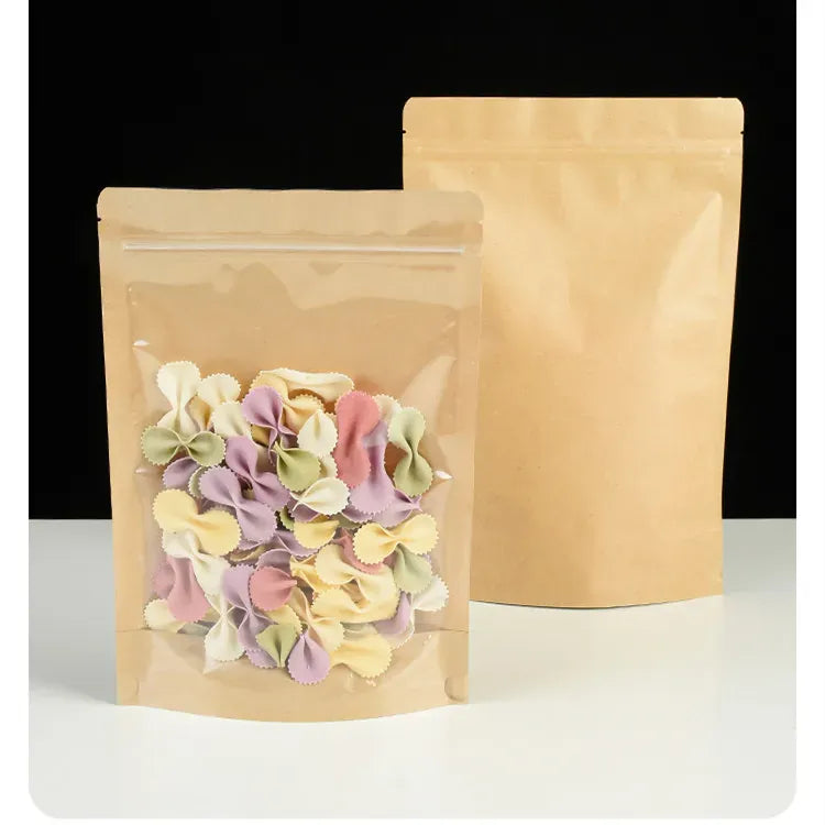 Sachets Kraft Transparente Autoportants - Lot de 50 Pièces