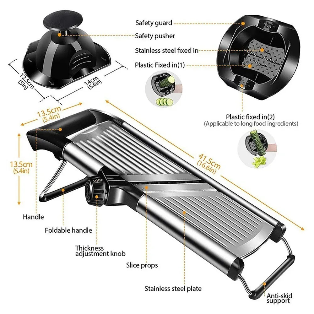 Mandoline Professionnelle Acier Inoxydable 304 — Lames Multiples et Réglables Mandoline