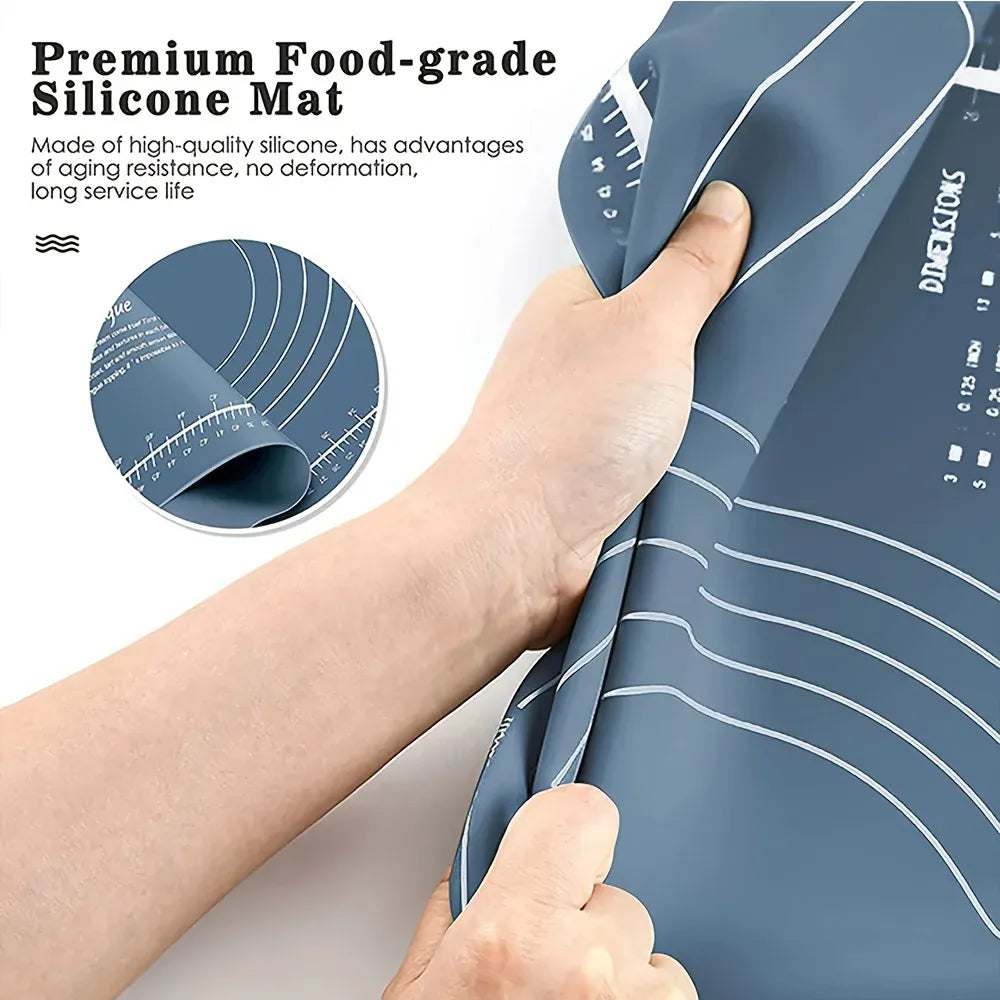 Rouleau à pâtisserie en silicone avec tapis de cuisson anti-adhésif - Idéal pour pâtes pizzas et biscuits rouleaupatisserie
