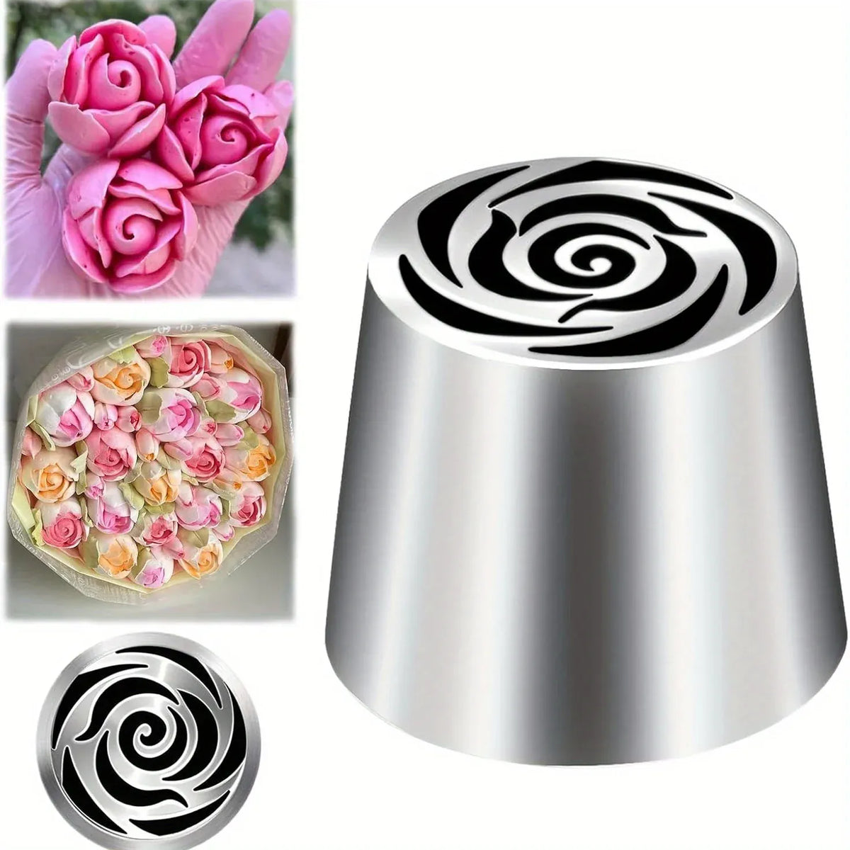 Douille à Pâtisserie en Acier Inoxydable - 3 Pièces Fleur Rose douillepoche