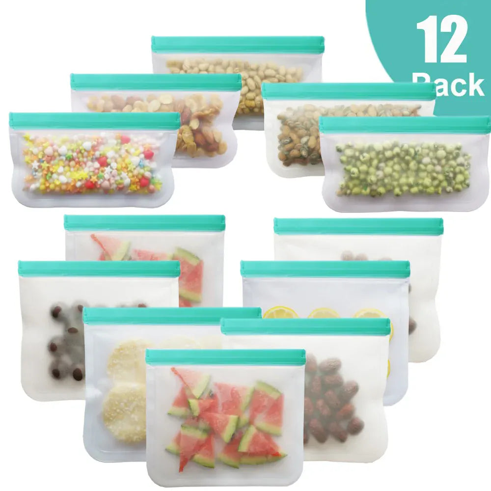 Sachets Silicone Réutilisables Anti-Fuite - Lot de 7 Pièces 25x30cm
