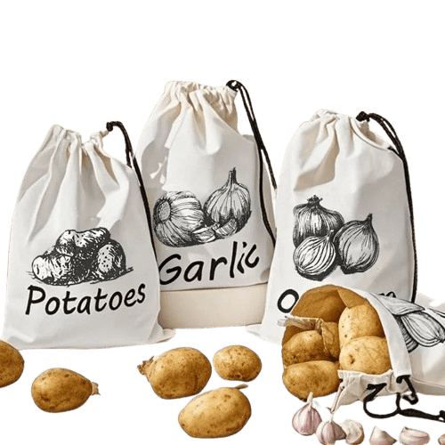 Sacs Conservation Légumes 30x40cm - Lot de 3 avec Cordon de Serrage ssr
