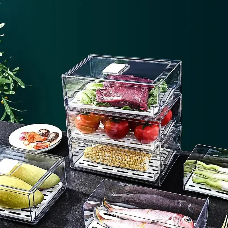 Bac de Rangement Frigo Empilable pour Légumes et Viandes 4L